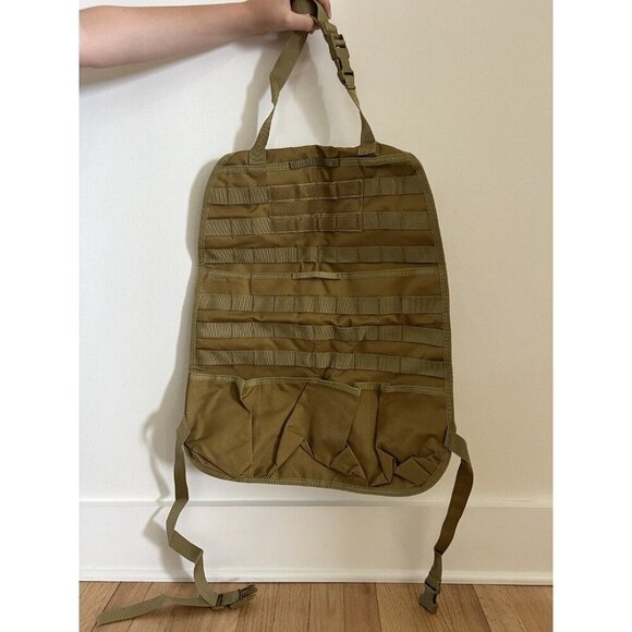 Tan Tactical Car Vehicle MOLLE Panel Seat Back Protector Storage Organizer Bag - Picture 2 of 6